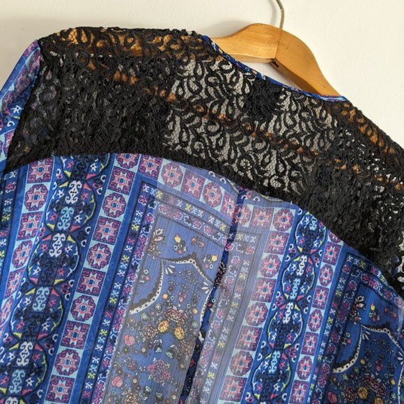 Eye Candy Blue and Black Lace Cover Up Size 2X - Picture 6 of 8